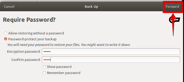 Schützen Sie Ihr Backup mit einem Passwort