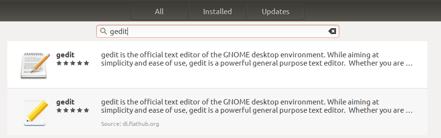 Flatpak-Pakete sind bereits in der Ubuntu-Softwareliste aufgeführt
