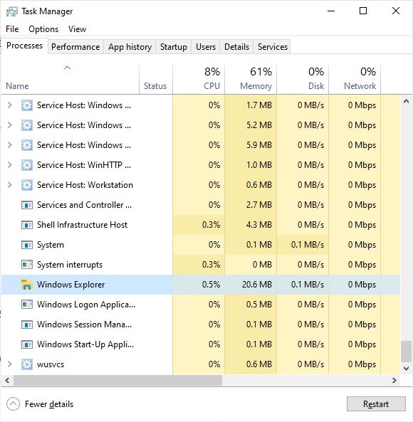 Starten Sie den Windows-Datei-Explorer neu