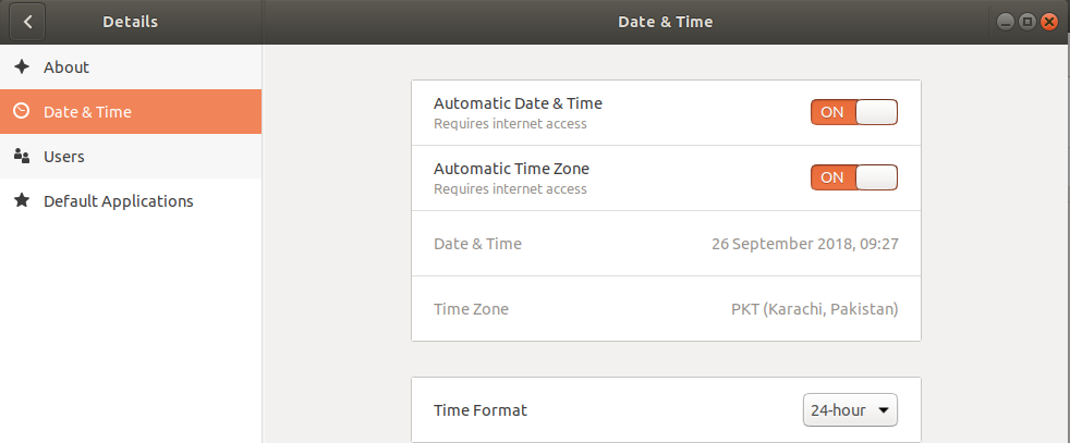 Ubuntu-Anwendung für Datum und Uhrzeit