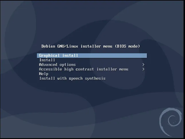 Grafisches Programm zur Installation von Debian