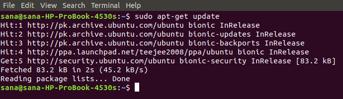 Ubuntu paket listelerini güncelleyin