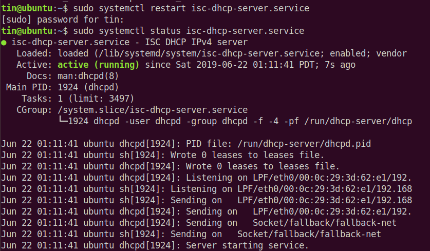 Überprüfen Sie den Status des DHCP-Servers