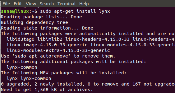 Installieren Sie den Lynx-Browser
