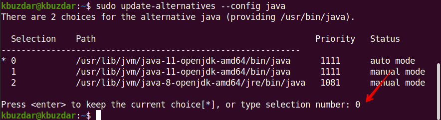 Legen Sie die Standardversion von Java fest
