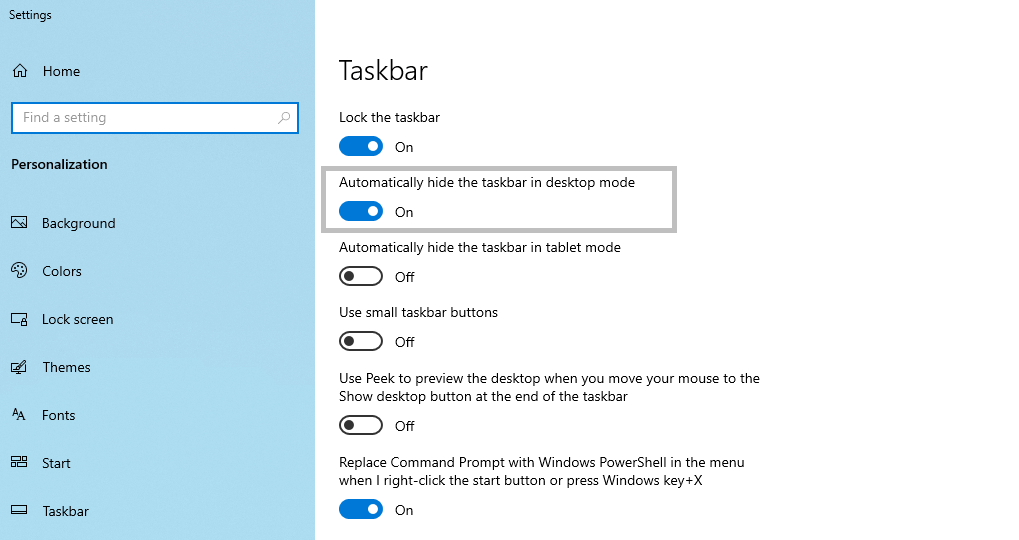 So verstecken Sie die Taskleiste in Windows 10