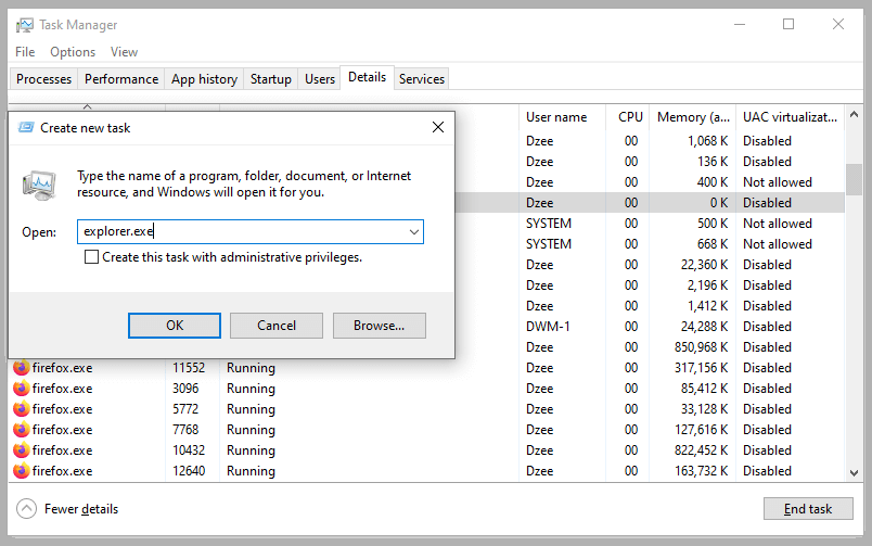 Windows-Explorer wiederherstellen
