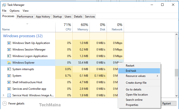 Restore Windows Explorer