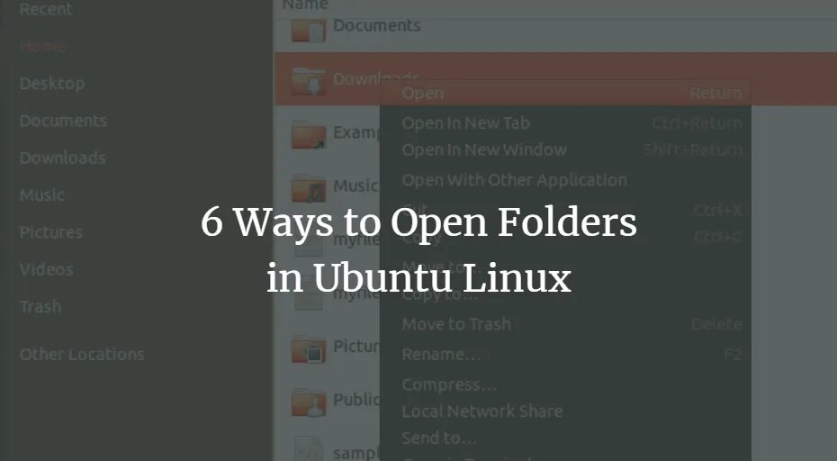 Otevřené složky Ubuntu