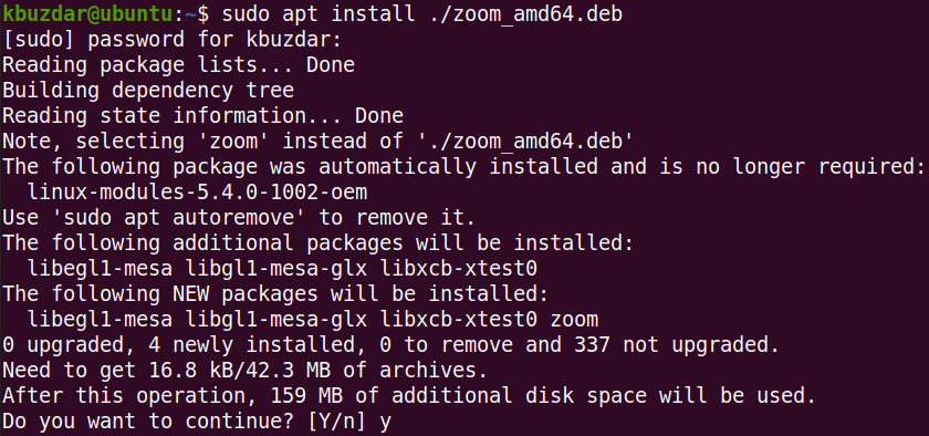 Installieren Sie apt mit Zoom auf Ubuntu 20.04