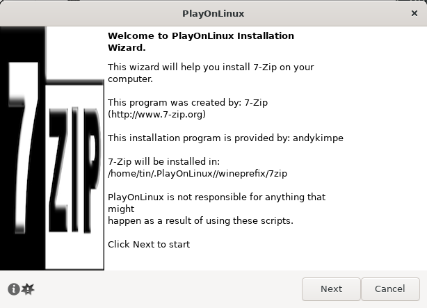 Installieren Sie 7zip über PlayOnLinux