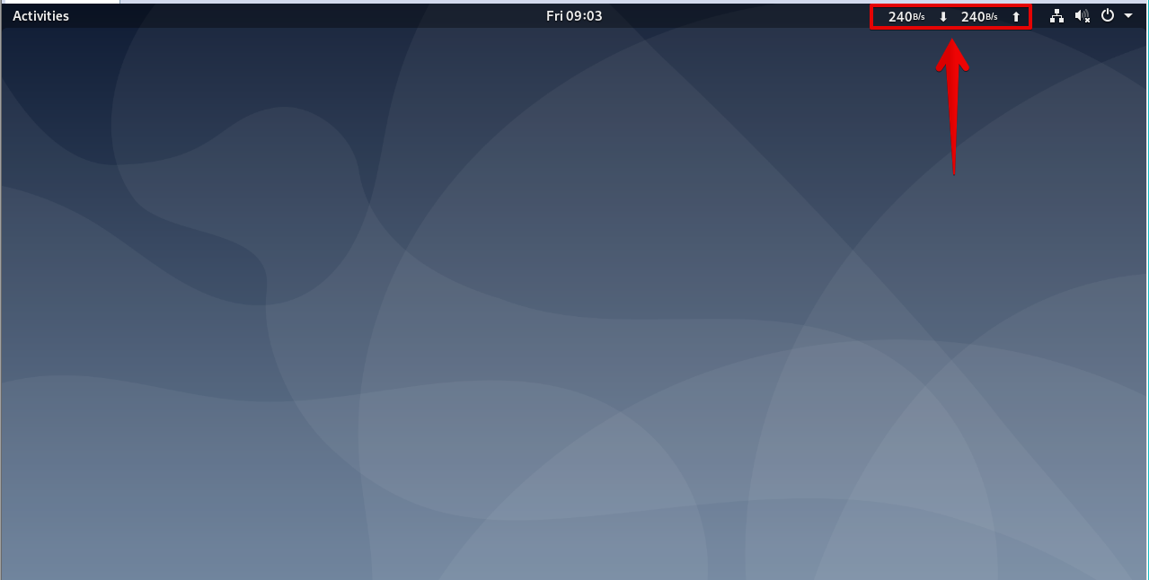 Die Netzwerkgeschwindigkeit wird in der Navigationsleiste des GNOME-Desktops angezeigt