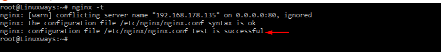 Testen Sie die Syntax der nginx-Konfiguration
