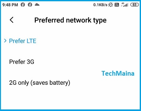 Stellen Sie das Netzwerk auf 3G ein
