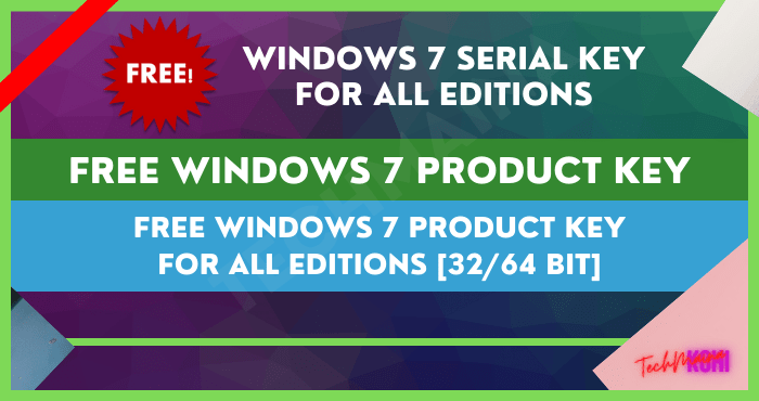 Zdarma Windows 7 Product Key pro všechny edice [3264 Bit]