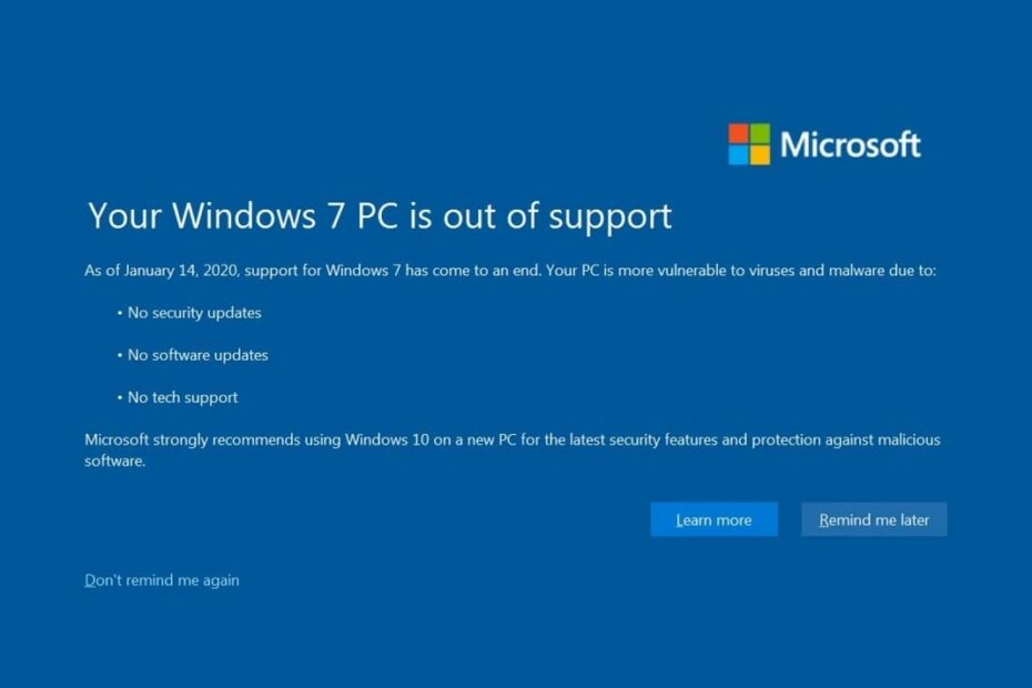 Upgrade-Warnung für Windows 7