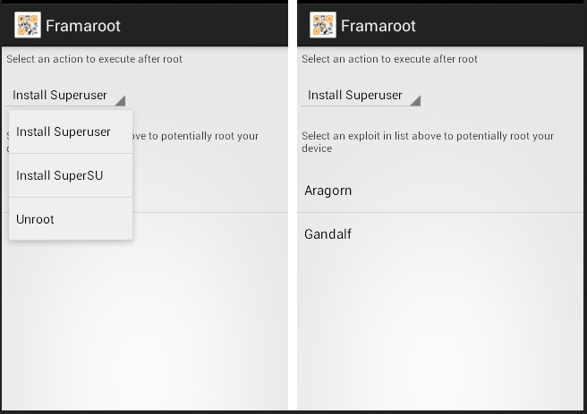 Liste der Exploit-Methoden zum Rooten von Android ohne PC