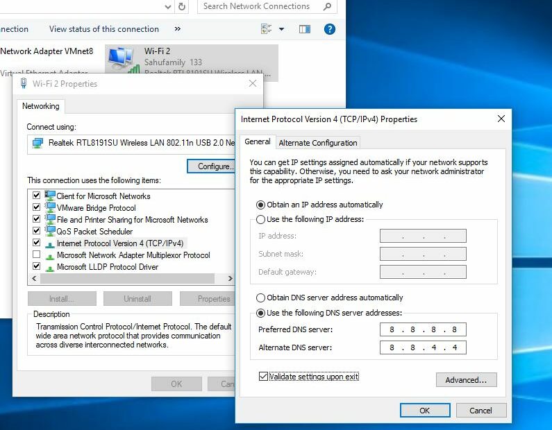 Ändern Sie die DNS-Serveradresse in Windows 10