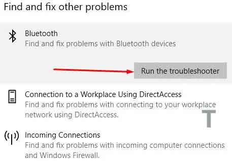 Starten Sie die Bluetooth-Problembehandlung in Windows 10