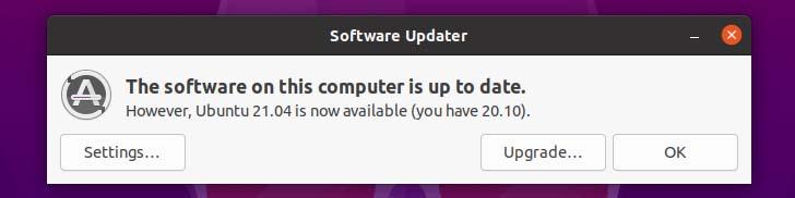 Aktualisieren Sie auf Ubuntu 20.10