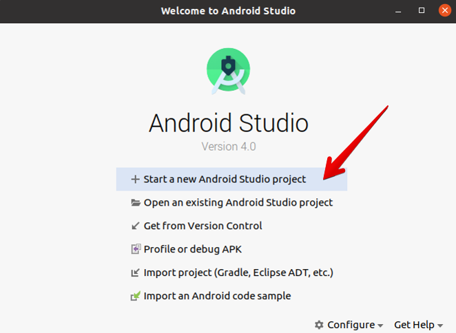 Starten Sie ein neues Projekt für Android Studio