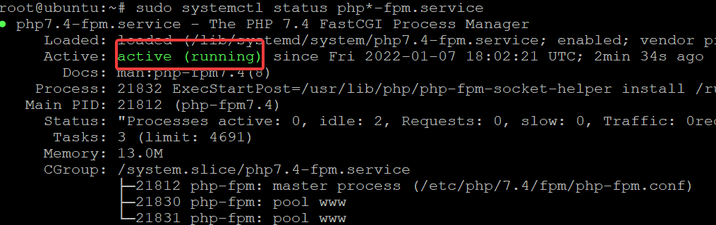 Installieren und starten Sie php-fpm