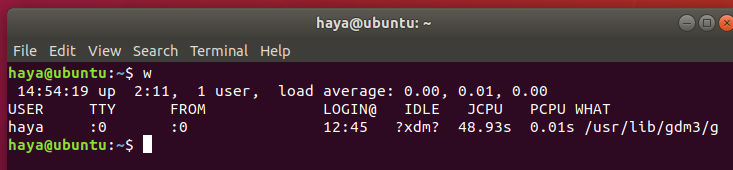 w-Befehl in Ubuntu