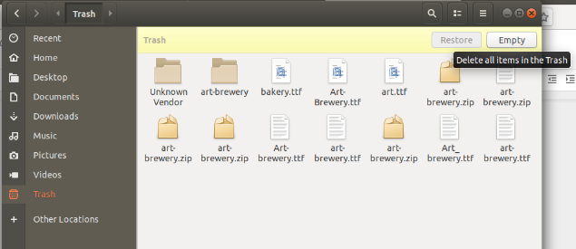 Leeren Sie den Papierkorb im Ubuntu-Dateimanager