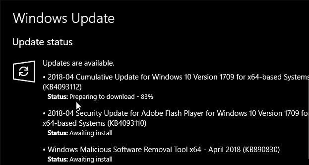Kumulatives Windows 10-Update KB4093112