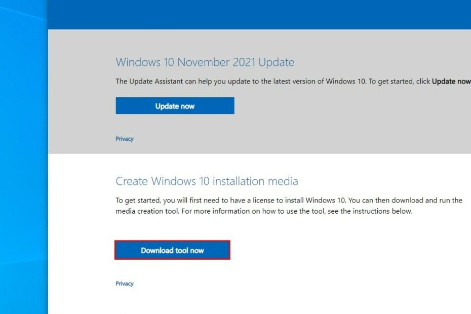 Windows 10 21H2 Medienerstellungstool