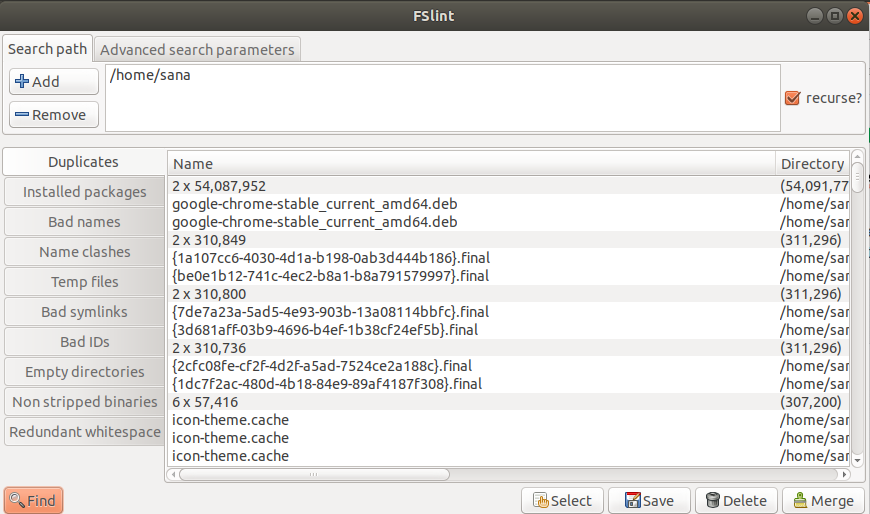 Finden Sie doppelte fslint-Dateien in Ubuntu