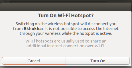 Bestätigen Sie, dass Sie Ihren WLAN-Hotspot in Ubuntu aktiviert haben
