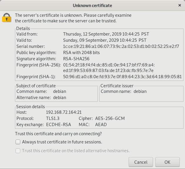 SSL-Zertifikat akzeptieren
