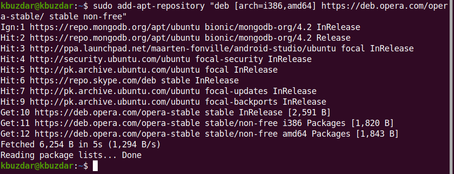 Fügen Sie das Opera Ubuntu-Repository hinzu