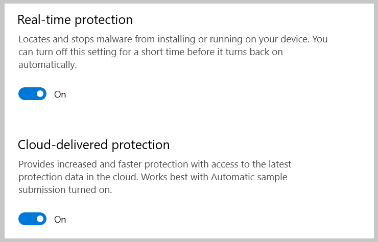 Deaktivieren Sie vorübergehend Windows Defender in Windows 10