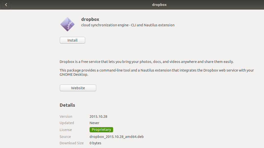 Installieren Sie das .deb-Paket des DropBox-Clients