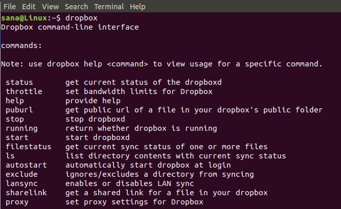 DropBox Linux-Befehl