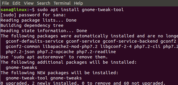 Installieren Sie das GNOME-Setup-Tool