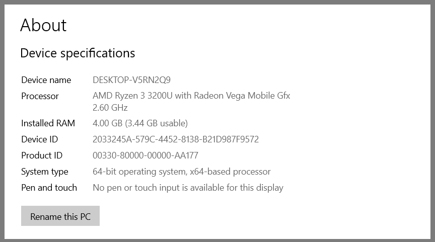 Überprüfen Sie Ihre Windows 10-Version im Menü „Info“.