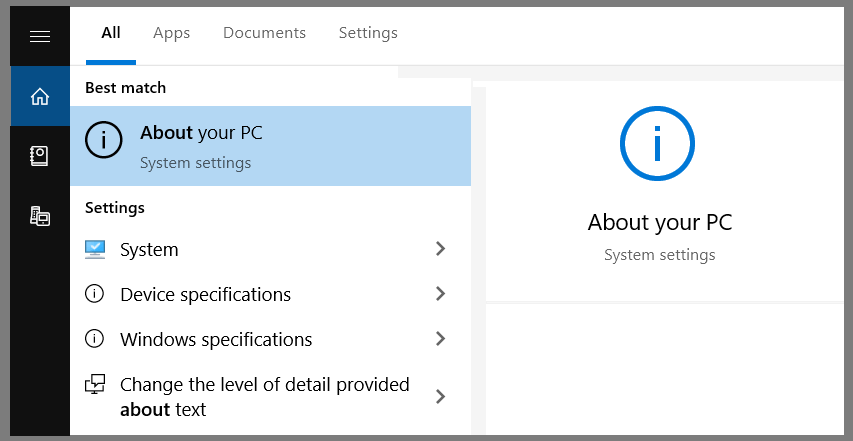 Überprüfen Sie Ihre Windows 10-Version im Menü „Info“.