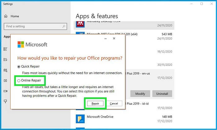 Microsoft Office reparieren