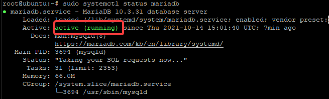 Überprüfen Sie den MariaDB-Status