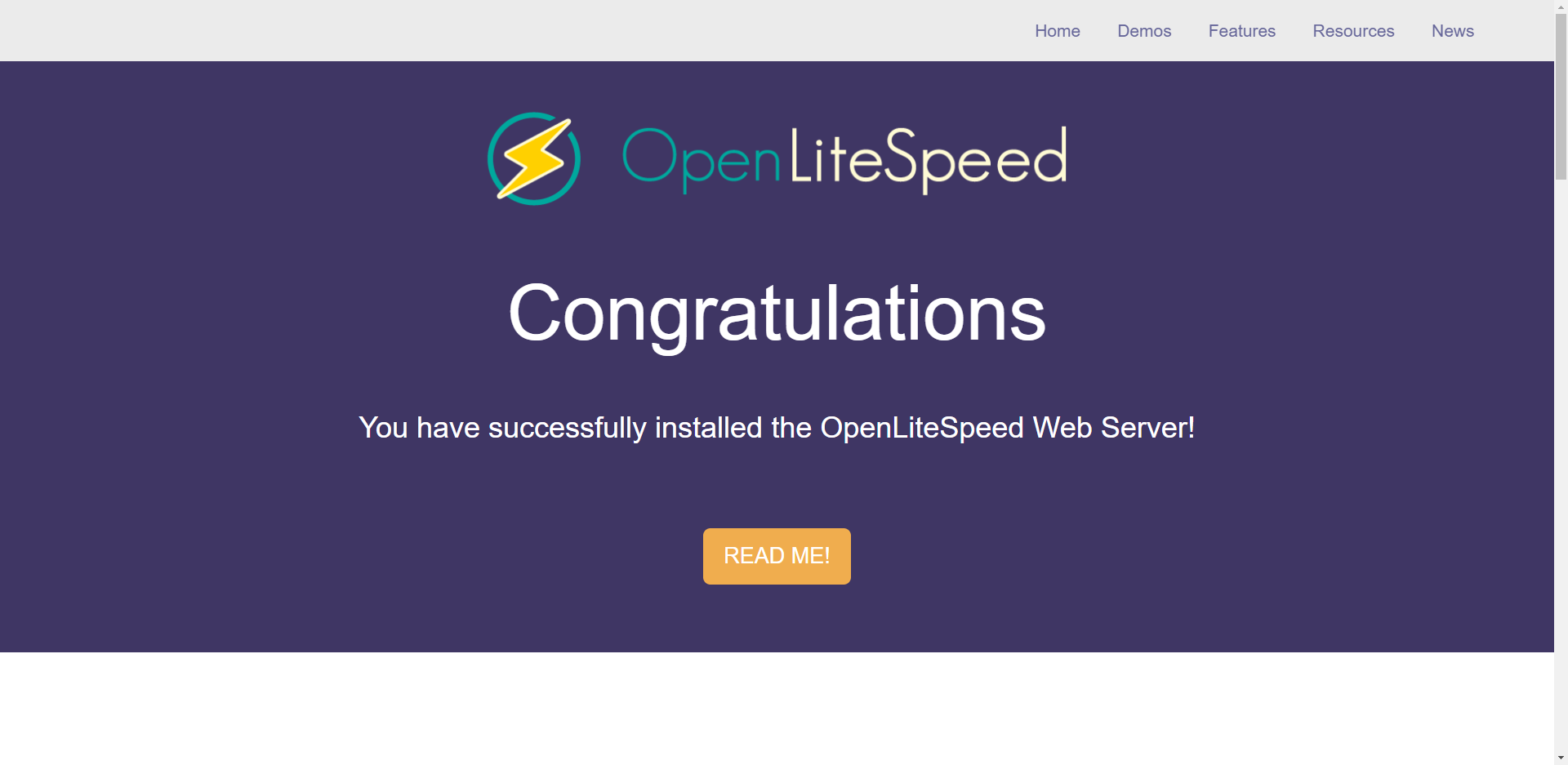 OpenLiteSpeed ​​wurde erfolgreich installiert