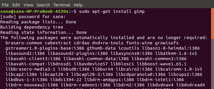Installieren Sie über die GIMP-Befehlszeile