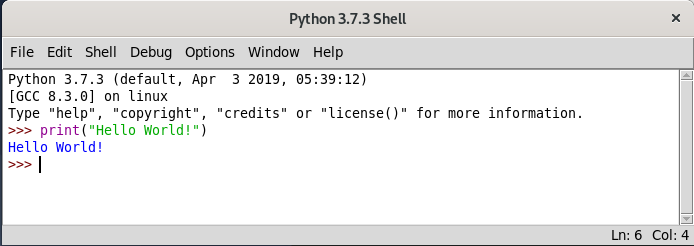 Beispiel für ein Python-Hello-World-Skript