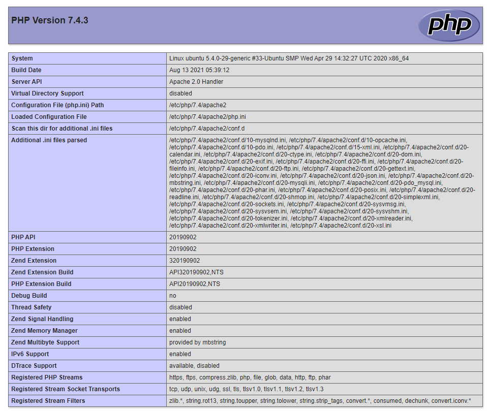 Informationen zur PHP-Version