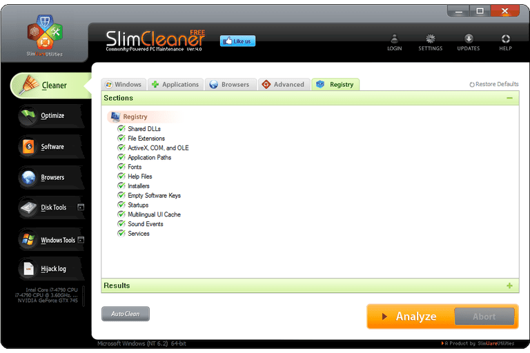 SlimCleaner ist ein kostenloser PC-Optimierer
