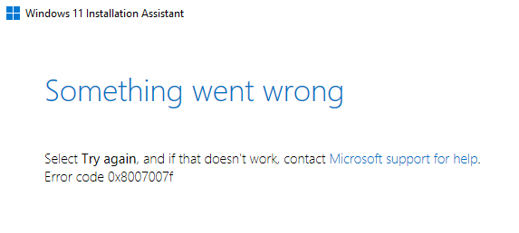 Windows 11-Fehlercode 0x8007007f