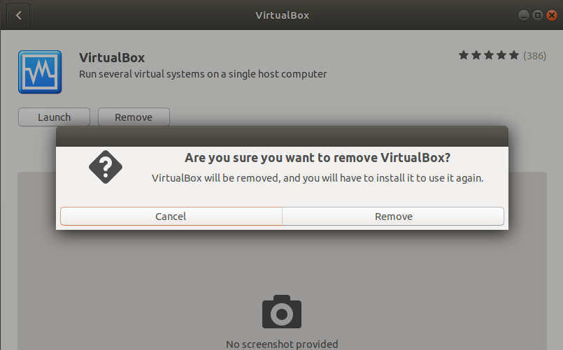 Deinstallieren Sie VirtualBox