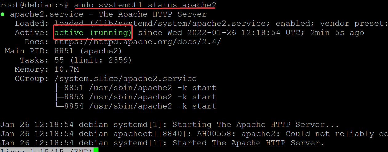 Überprüfen Sie den Apache-Status